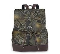 EgoMed Patrón sin costuras de hojas de palmera doradas tropicales de selva exótica,Mochila para mujer, impermeable, ligera, de piel sintética, moderna, para viajes.