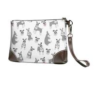 EgoMed Patrón sin Costuras de Schnauzer Miniatura,Bolso de Mano de Piel sintética con Cremallera para Mujer, Cartera con Correa para la muñeca