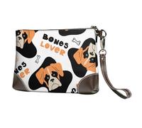 EgoMed Patrón Vectorial sin Costuras con Boxeador,Bolso de Mano de Piel sintética con Cremallera para Mujer, Cartera con Correa para la muñeca