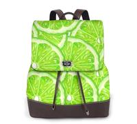 EgoMed Patrón verde lima limón,Mochila para mujer, impermeable, ligera, de piel sintética, moderna, para viajes.