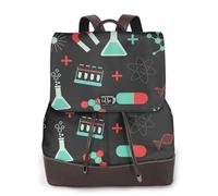 EgoMed Patrones de química y ciencia verde,Mochila para mujer, impermeable, ligera, de piel sintética, moderna, para viajes.