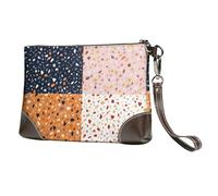 EgoMed Patrones de terrazo vectoriales sin Costuras,Bolso de Mano de Piel sintética con Cremallera para Mujer, Cartera con Correa para la muñeca