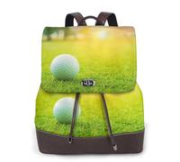 EgoMed Pelota de golf verde con estampado de atardecer,Mochila para mujer, impermeable, ligera, de piel sintética, moderna, para viajes.