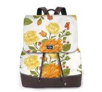 EgoMed Peonía de flor amarilla,Mochila para mujer, impermeable, ligera, de piel sintética, moderna, para viajes.