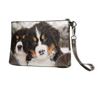 EgoMed Perro de montaña bernés Genial,Bolso de Mano de Piel sintética con Cremallera para Mujer, Cartera con Correa para la muñeca