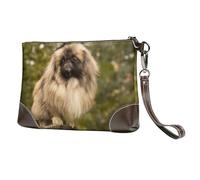 EgoMed Perro Pug Impreso,Bolso de Mano de Piel sintética con Cremallera para Mujer, Cartera con Correa para la muñeca