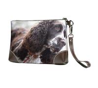 EgoMed Perros de Raza Cocker Spaniel Inglés de Pelo Rizado Blanco parduzco,Bolso de Mano de Piel sintética con Cremallera para Mujer, Cartera con Correa para la muñeca