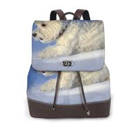 EgoMed Perros Westie de invierno West Highland White Terrier,Mochila para mujer, impermeable, ligera, de piel sintética, moderna, para viajes.