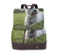 EgoMed Perros Westie Lawn West Highland White Terrier,Mochila para mujer, impermeable, ligera, de piel sintética, moderna, para viajes.