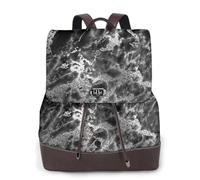 EgoMed Piedra de mármol gris grafito negro plateado,Mochila para mujer, impermeable, ligera, de piel sintética, moderna, para viajes.