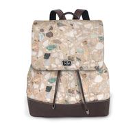 EgoMed Piedra natural terrazo,Mochila para mujer, impermeable, ligera, de piel sintética, moderna, para viajes.