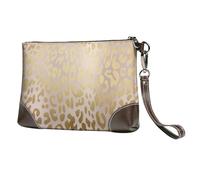 EgoMed Piel de Animal de Leopardo de Acero Metalizado Rosa Dorado,Bolso de Mano de Piel sintética con Cremallera para Mujer, Cartera con Correa para la muñeca