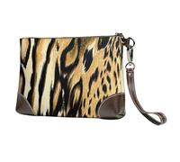 EgoMed Piel de Leopardo, león y Tigre atigrado,Bolso de Mano de Piel sintética con Cremallera para Mujer, Cartera con Correa para la muñeca