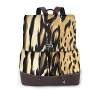 EgoMed Piel de leopardo, león y tigre atigrado,Mochila para mujer, impermeable, ligera, de piel sintética, moderna, para viajes.