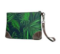 EgoMed Planta de Jungla Tropical Verde Impresa,Bolso de Mano de Piel sintética con Cremallera para Mujer, Cartera con Correa para la muñeca