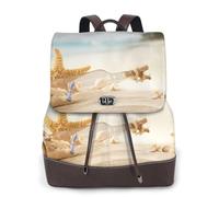 EgoMed Playa junto al mar,Mochila para mujer, impermeable, ligera, de piel sintética, moderna, para viajes.
