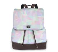 EgoMed Poligonal holográfico iridiscente abstracto,Mochila para mujer, impermeable, ligera, de piel sintética, moderna, para viajes.