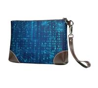 EgoMed Programador Código Binario Azul,Bolso de Mano de Piel sintética con Cremallera para Mujer, Cartera con Correa para la muñeca