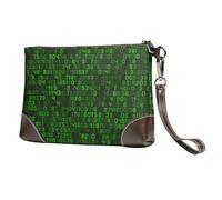 EgoMed Programador Green Código de computadora Decimal,Bolso de Mano de Piel sintética con Cremallera para Mujer, Cartera con Correa para la muñeca