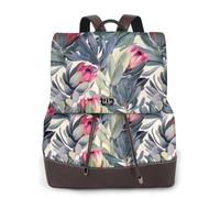 EgoMed Protea Paradise Impreso,Mochila para mujer, impermeable, ligera, de piel sintética, moderna, para viajes.