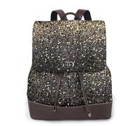 EgoMed Puntos dorados negros con brillo dorado,Mochila para mujer, impermeable, ligera, de piel sintética, moderna, para viajes.