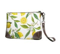 EgoMed Ramas de limonero exóticas Estampadas, deliciosas y deliciosas,Bolso de Mano de Piel sintética con Cremallera para Mujer, Cartera con Correa para la muñeca