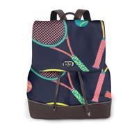 EgoMed Raqueta de colores y pelota de tenis,Mochila para mujer, impermeable, ligera, de piel sintética, moderna, para viajes.