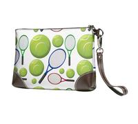 EgoMed Raquetas y Pelotas de Tenis,Bolso de Mano de Piel sintética con Cremallera para Mujer, Cartera con Correa para la muñeca