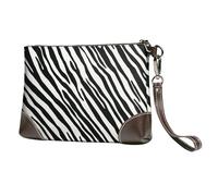 EgoMed Raya de Cebra Natural,Bolso de Mano de Piel sintética con Cremallera para Mujer, Cartera con Correa para la muñeca