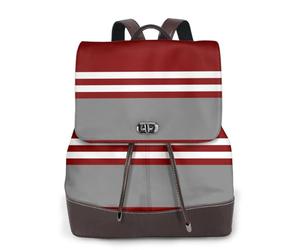 EgoMed Rayas rojas, grises y blancas,Mochila para mujer, impermeable, ligera, de piel sintética, moderna, para viajes.