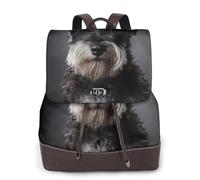 EgoMed Retrato de Schnauzer Gris Oscuro,Mochila para mujer, impermeable, ligera, de piel sintética, moderna, para viajes.
