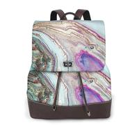 EgoMed Roca geoda de ágata arcoíris,Mochila para mujer, impermeable, ligera, de piel sintética, moderna, para viajes.