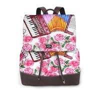 EgoMed Rosa de flor de acordeón de acuarela,Mochila para mujer, impermeable, ligera, de piel sintética, moderna, para viajes.