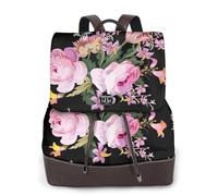 EgoMed Rosas rosadas vintage en la naturaleza rosa,Mochila para mujer, impermeable, ligera, de piel sintética, moderna, para viajes.