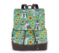 EgoMed Schnauzer Girasoles Primavera Verano Floral Raza de perro Perro,Mochila para mujer, impermeable, ligera, de piel sintética, moderna, para viajes.