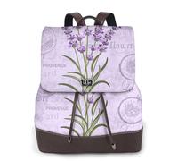 EgoMed Sello de lavanda,Mochila para mujer, impermeable, ligera, de piel sintética, moderna, para viajes.