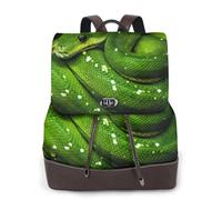 EgoMed Serpiente Reptil Verde,Mochila para mujer, impermeable, ligera, de piel sintética, moderna, para viajes.