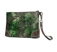 EgoMed Serpiente Verde Impresa,Bolso de Mano de Piel sintética con Cremallera para Mujer, Cartera con Correa para la muñeca