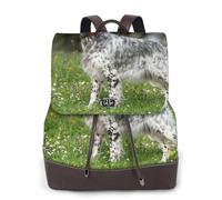 EgoMed Setter Inglés Césped Mascotas Perros Setter Inglés,Mochila para mujer, impermeable, ligera, de piel sintética, moderna, para viajes.