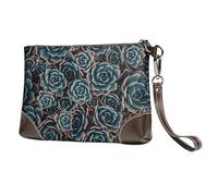 EgoMed Suculentas Frescas Impresas,Bolso de Mano de Piel sintética con Cremallera para Mujer, Cartera con Correa para la muñeca