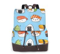 EgoMed Sushi y sashimi,Mochila para mujer, impermeable, ligera, de piel sintética, moderna, para viajes.