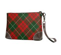 EgoMed Tartán escocés navideño,Bolso de Mano de Piel sintética con Cremallera para Mujer, Cartera con Correa para la muñeca