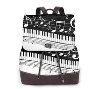 EgoMed Teclas de piano con notas musicales,Mochila para mujer, impermeable, ligera, de piel sintética, moderna, para viajes.