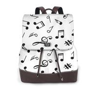 EgoMed Tema musical impreso,Mochila para mujer, impermeable, ligera, de piel sintética, moderna, para viajes.