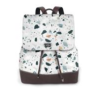 EgoMed Terrazo Mármol Pastel,Mochila para mujer, impermeable, ligera, de piel sintética, moderna, para viajes.