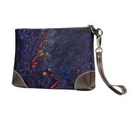 EgoMed Textura Abstracta Impresa con Fluido,Bolso de Mano de Piel sintética con Cremallera para Mujer, Cartera con Correa para la muñeca