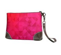 EgoMed Triángulo geométrico Fucsia,Bolso de Mano de Piel sintética con Cremallera para Mujer, Cartera con Correa para la muñeca