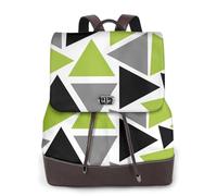 EgoMed Triángulos aleatorios verde lima gris negro sobre blanco,Mochila para mujer, impermeable, ligera, de piel sintética, moderna, para viajes.