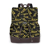 EgoMed Trombón negro y amarillo,Mochila para mujer, impermeable, ligera, de piel sintética, moderna, para viajes.