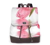 EgoMed Tulipán Efecto Agua Flor Fresca Hermosa Rosa,Mochila para mujer, impermeable, ligera, de piel sintética, moderna, para viajes.